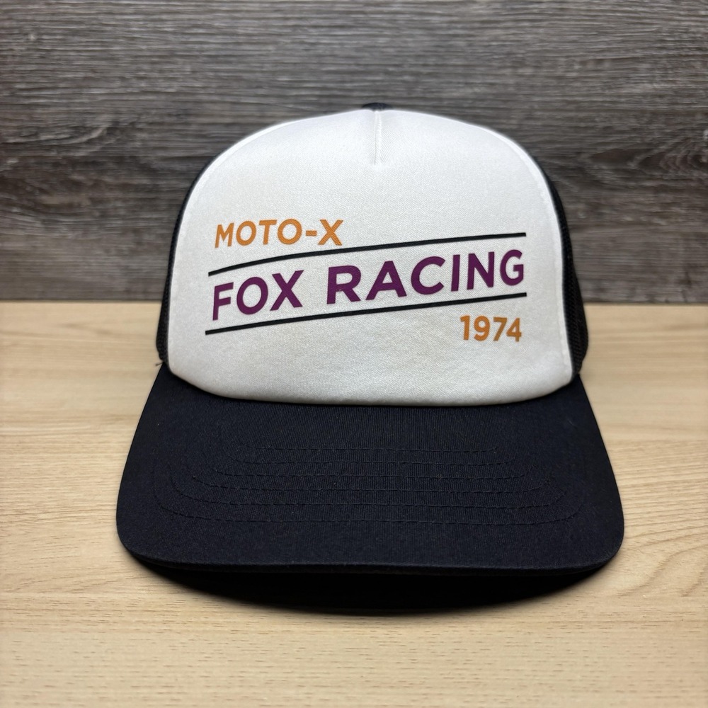 Fox Racing Hat Cap Snap Back Black Womens White Trucker Mesh Moto-X 1974